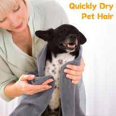 Ultra-Absorbent Microfiber Dog Towels for Small and Medium Pets - Soft, Cute Dog Paw Pattern, 40" x 24" for Grooming and Bathing