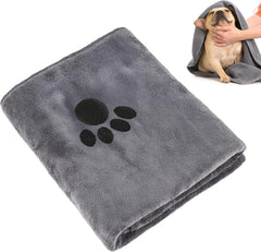 Ultra-Absorbent Microfiber Dog Towels for Small and Medium Pets - Soft, Cute Dog Paw Pattern, 40" x 24" for Grooming and Bathing